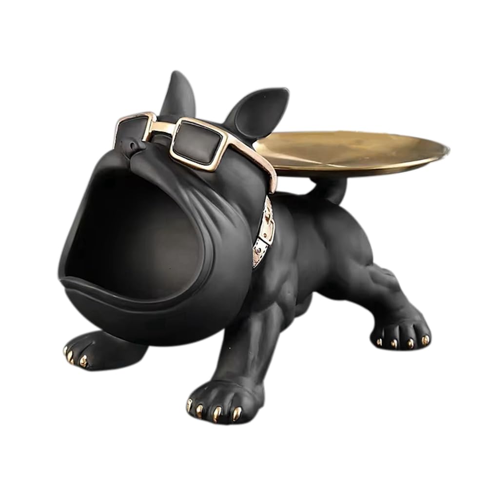 CTRLZS Resin Bulldog Statue Storage Box, Home Decoration Art Sculpture, Multifunctional Candy Container.