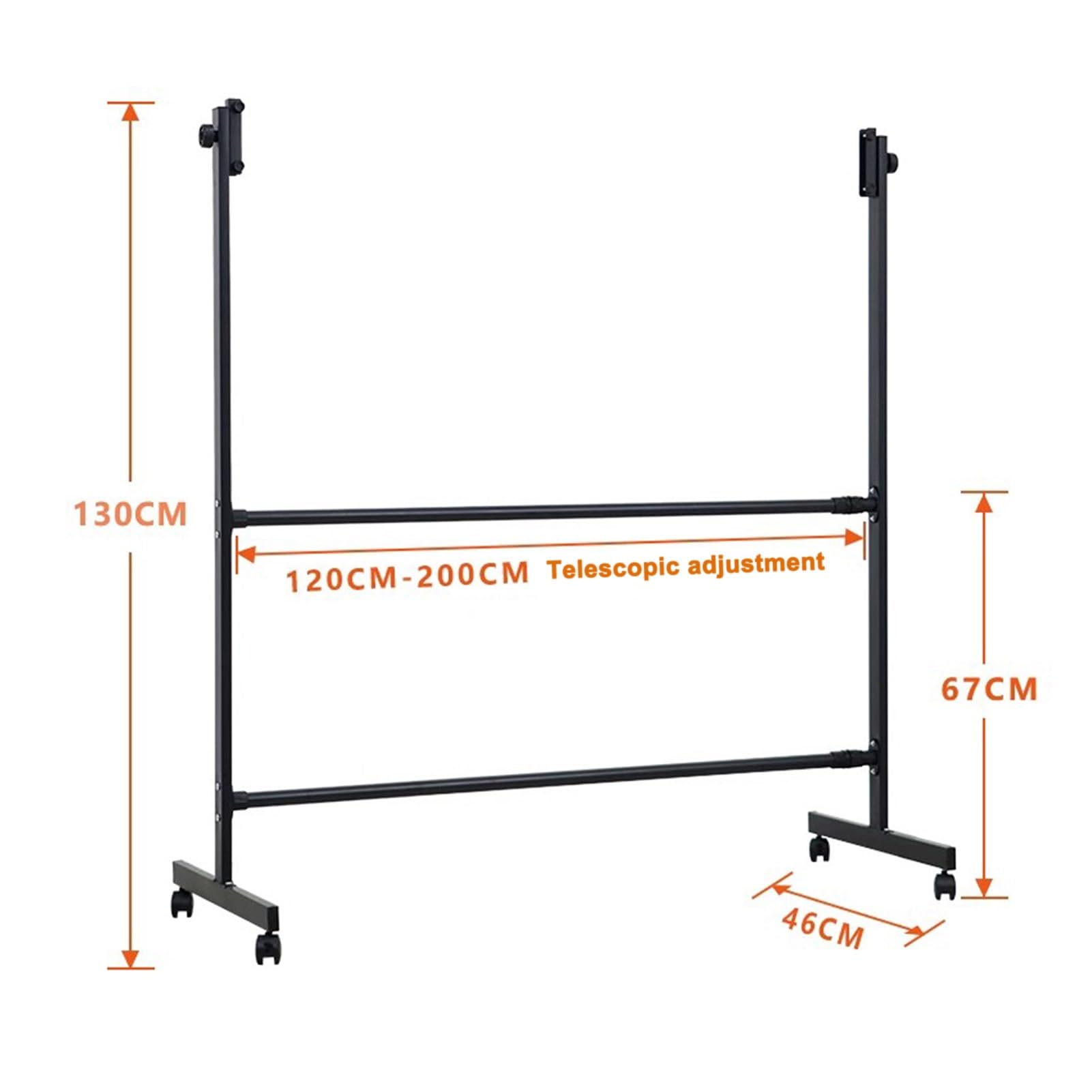 Schwarzer Mobiler Metallständer Mit Rädern, Verstellbarer Universalständer, Für Whiteboard, Kreidetafel, Pinnwand