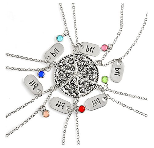 Fusicase 6pcs Set Bling Rhinestone Shiny Crystal Charm BFF Silver Friend Friendship Couple