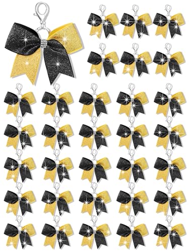 Image of Tondiamo Cheer Bow Keychain Cheer Keychain with Rhinestones Cheerleader Keyrings for Team Gift Cheerleading Sports Accessory