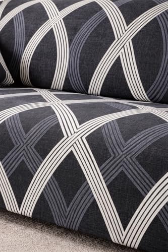 Image of Universal 3 Seater Sofa Cover Fully Covered Stretchable Spandex Non-Slip Elastic Slipcover | Soft Washable Fabric Sofa Protector for Living Room Furniture (Urban Grey Pattern)