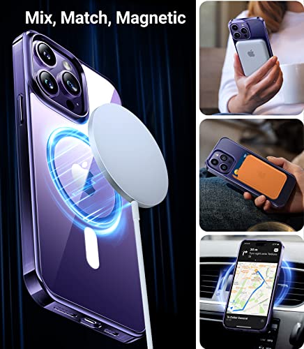 TORRAS Magnetic Clear Purple Designed for iPhone 14 Pro Max Case [Never Yellow][Military Grade Drop Tested] [Compatible with MagSafe] Protective Slim Case for iPhone 14 Pro Max 6.7'', Clear Purple — view 3