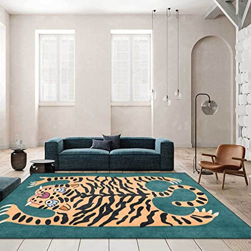 Liketn Vintage Boho Rug Living Bedroom Green Area Rugs Tiger Print Pattern Non Slip Kitchen Runner Rugs Washable Abstract Modern Bathroom Laundry Room Door Mat Home Décor (23.6" X 35.5", 14) #TOP2