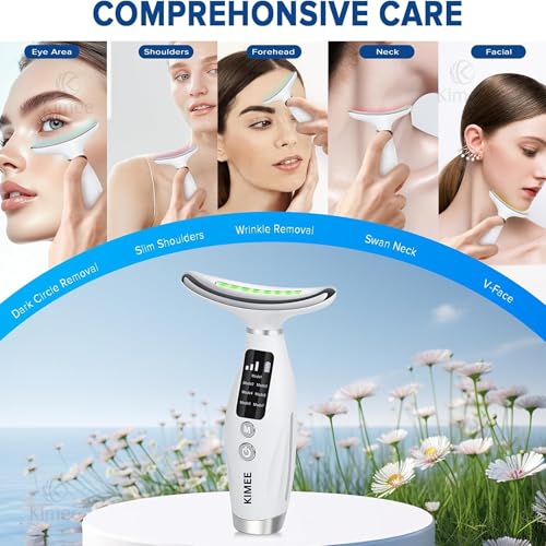 Image of KIMEE 2025 Style - Face Massager Electric, Anti Ageing Device, 7 in 1 Multi-Function Facial Massager and 45±5C Heat, Electric Neck Face Lifting Massager, for Skin Care,Smoothing Wrinkles,Firming Skin and Neck Lifting (White) (7 IN 1)