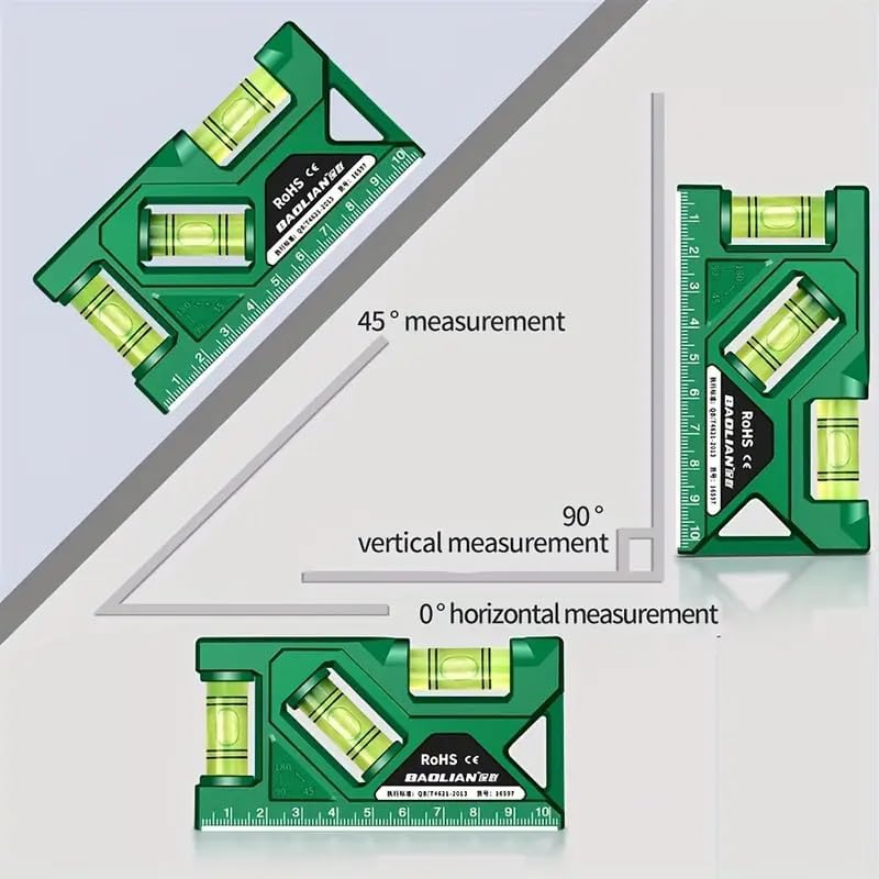 XSteez Magnetic Bubble Level Ruler, 3-in-1 Magnetic Spirit Level, Torpedo Bubble Level with 3 Measuring Angles, Precision Measurement Tool 3