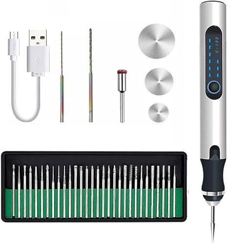 Máquina de grabado inalámbrica con 35 bits, grabador recargable por USB, bolígrafo de grabado giratorio portátil para tallar joyas, vidrio, piedra,