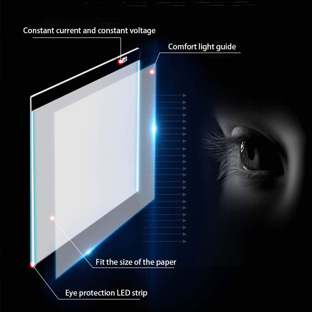 Light Box A4 Portable Led Light Pad Dimmable Intelligent Constant Temperature Acrylic Panel Artists Light Boxes Professional Diamond Painting Anime Through Writing Table,Black-A4 stepless dimming