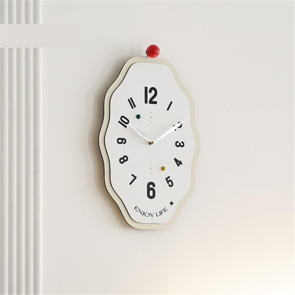 Reloj Cocina Reloj de Pared Estilo Crema Creativo Minimalista for el hogar(Blanco)