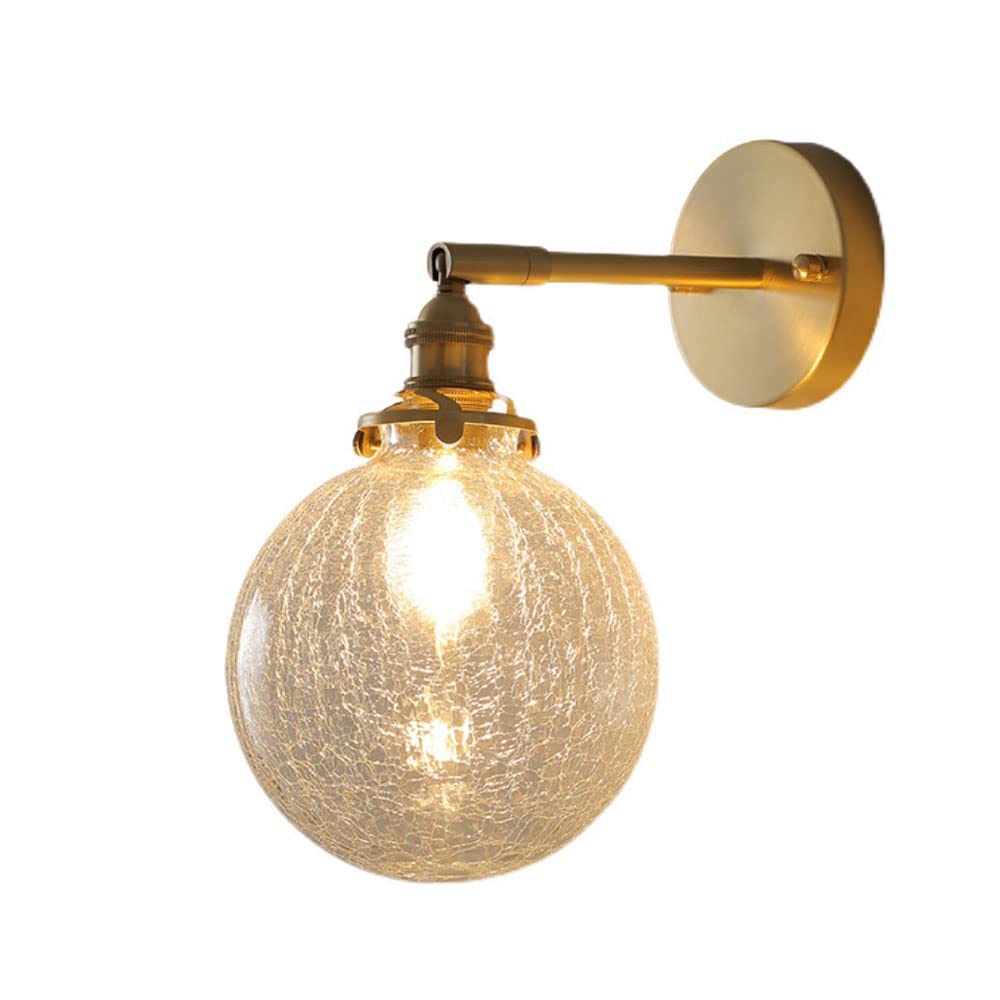 SXSCARKX Indoor Wall Lantern Sconce Circular Light Fixture Mount Front Porch Lights Waterproof Nordic Metal Outside Lamp with Cracked Glass for Bedroom Bedside Coffee Bar Restaurant