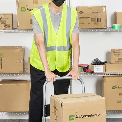 Image of Restaurantware Reflective Safety Vest 20 Count 29.213 x 30.315 Inches High Visibility Multi-Pocket Zipper Front Safety Vest
