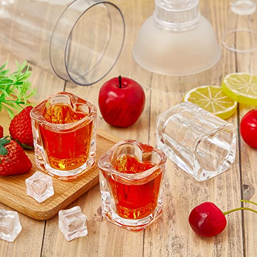 Suclain 12 Pieces Valentine's Day Shot Glasses Set 1.5 Oz Hearted Shaped Espresso Shot Glass Clear Cute Shot Glasses With Heavy Base For Cocktail Wine #TOP4