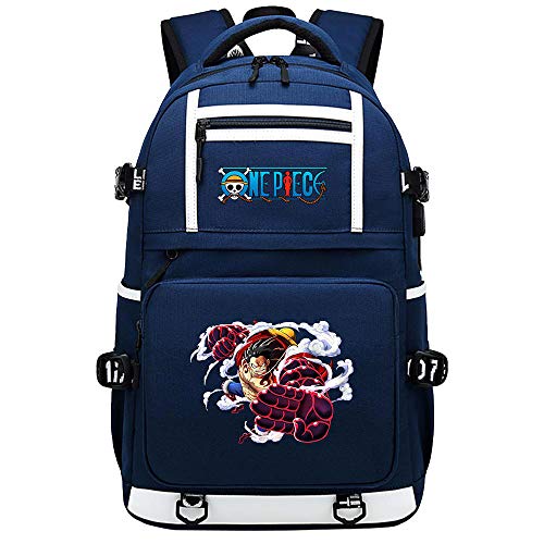 MUATE Anime One Piece Luffy USB Mochila Escolar Adolescente Dibujos Animados Moda Casual