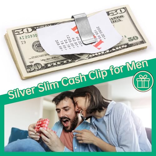 20Pack Stainless Steel Money Clip Silver Slim Cash Clip for Men, Credit Card Holder Metal Money Clips Minimalist Pocket Cash Wallet3