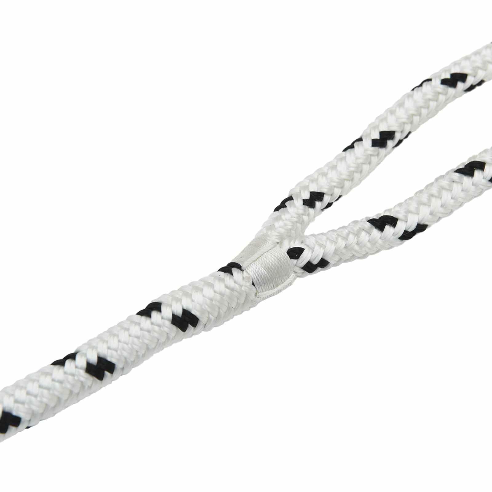 Cuerda de poliéster resistente de 12 m, 10 mm de diámetro, para barcos y jardín, resistente cuerda de amarre con extremos redondos, cuerda multiusos, color negro y blanco