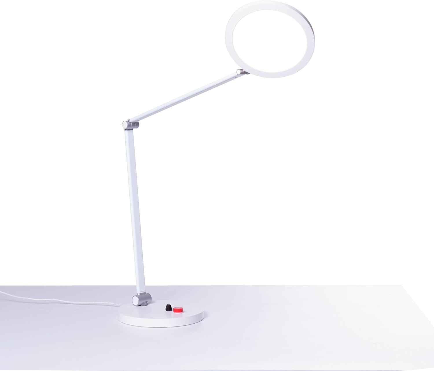 Tricolor Table Lamp - 3 Color Modes (Daylight 6000K, Cool White 4000K, Warm 2700K) - 3500 Lux Bright Light, Adjustable Brightness, Easy Operate Dimmer Switch, Large 6.5" Shade (White)