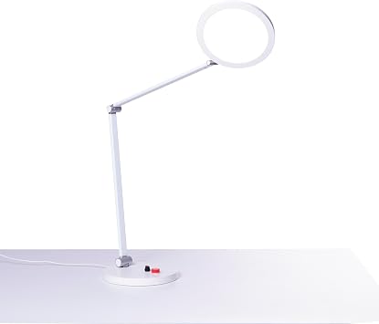 Tricolor Table Lamp - 3 Color Modes Daylight 6000K, Cool White 4000K, Warm 2700K - 3500 Lux Bright Light, Adjustable Brightness, Easy Operate Dimmer Switch, Large 6.5" Shade White