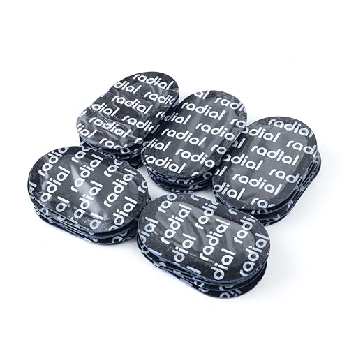 Image of Radial Tire Patch, 1.5 inch x 2.4 inch (38x61mm) 30 pcs, Extra Large Heavy Duty Round Patches, Repair Kit for Truck, Car, Tractor Inner Tires, Black with Blue Poly Backing
