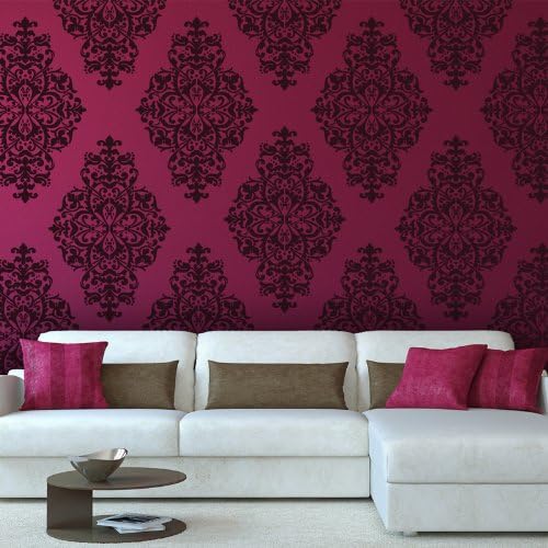 Damask Stencil Yesica - Large Size - Elegant Look Better Than Wallpaper for DIY Wall Decor