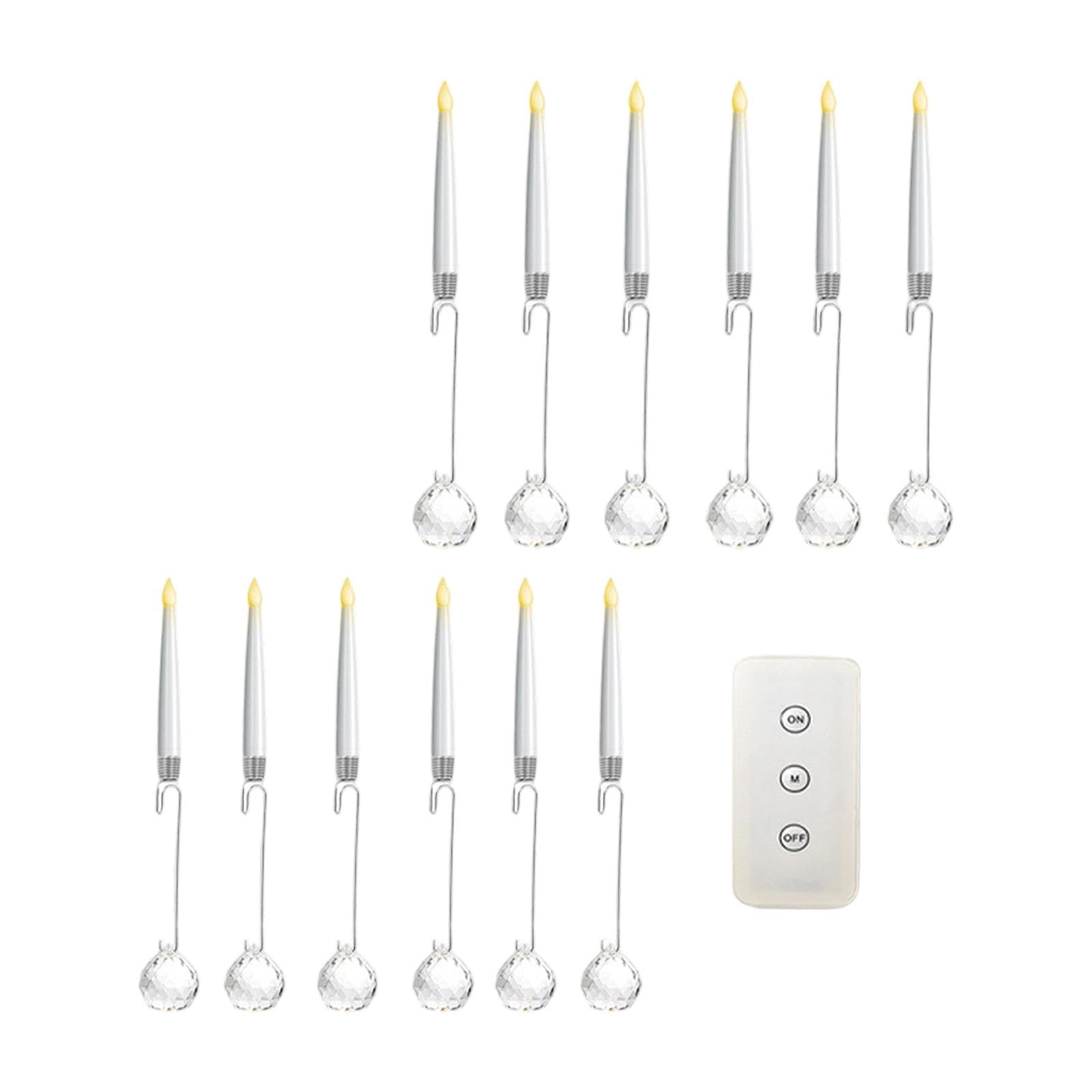 perfk 12x Candele per albero di Natale a LED, candele coniche corte, decorazioni con telecomando, candelieri a LED per tavolo, festa, Halloween, casa, Palla Acrilica