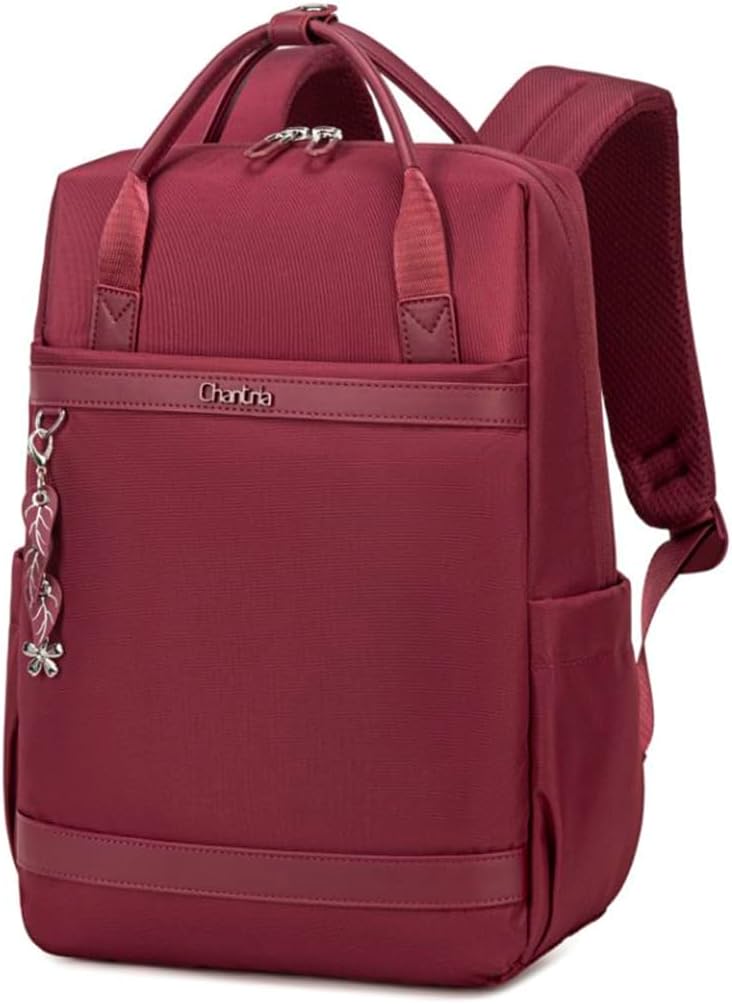 Slim Backpack for Women Stylish 14-inch Laptop Bag 13L Multi-pocket Water-resistant Daypack with Top Handheld & Luggage Strap,Ladies Backpack for Office Casual College
