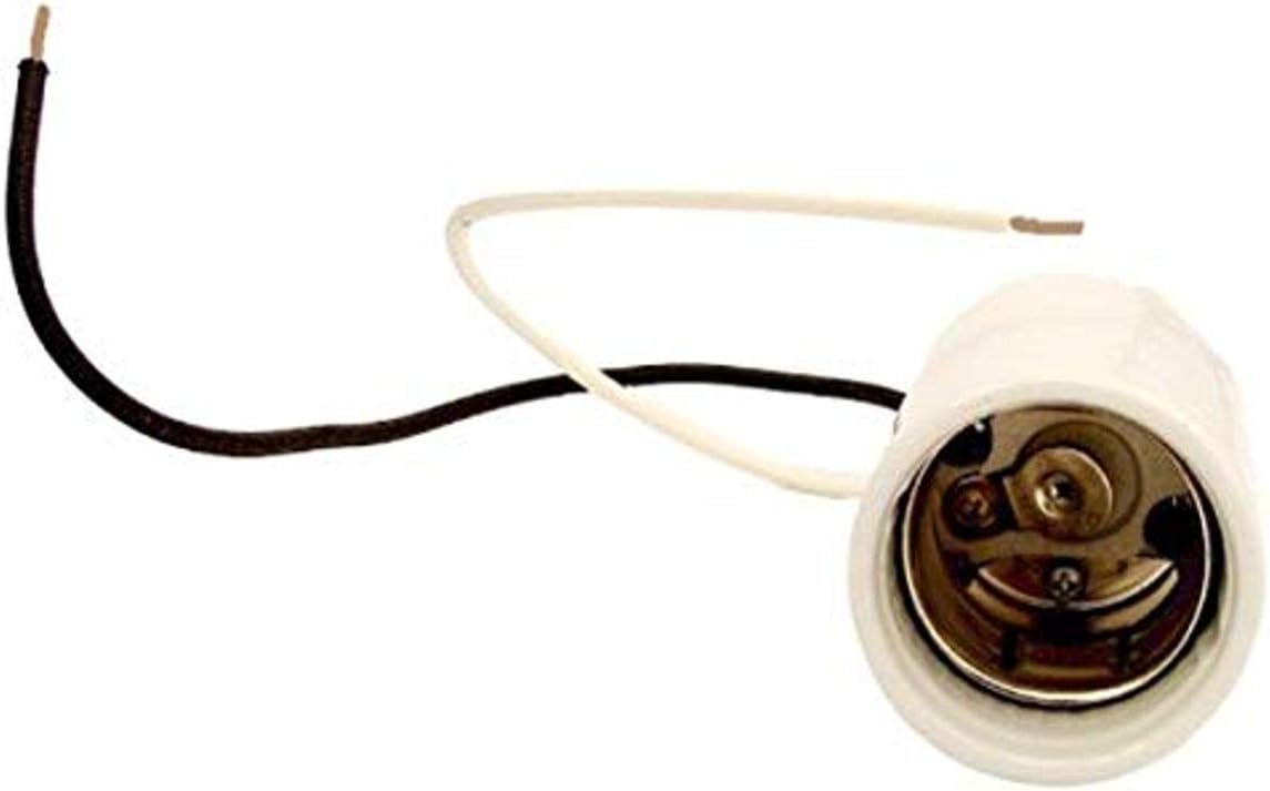 Leviton 8756-2 Mogul Base, One-Piece, Keyless, HID, Glazed Porcelain Lampholder, HPS up to 400W, Single Circuit, Back Wired, 4KV-Pulse Rated, White