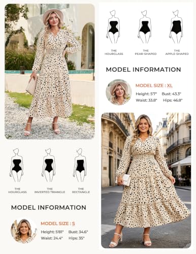 Image of GRACE KARIN Women's Floral Maxi Dress 2026 Fall Long Sleeve V Neck Empire Waist A Line Flowy Dress with Pocket