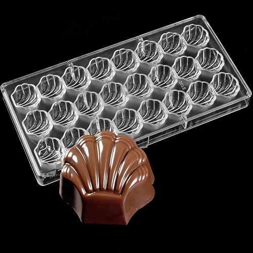 24 Cavity Scalloped Shell Polycarbonate Chocolate Mold 15g Professional PC Candy Mould for Praline Bonbon Confectionery Baking