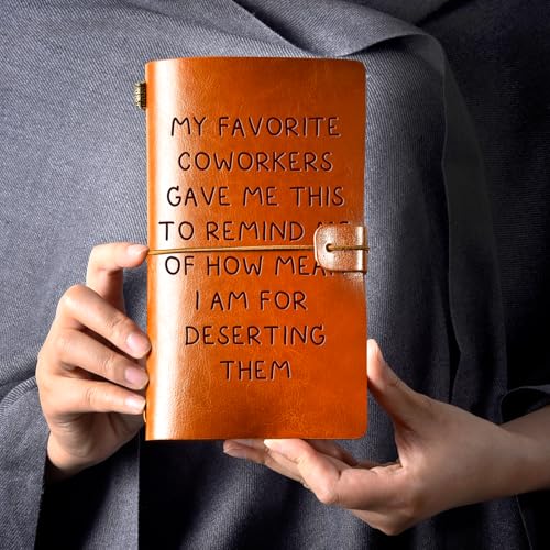 Farewell Gifts for Coworker Leaving Gift for Women, Men, Funny Farewell Leather Journal, Going Away, Goodbye Gifts for Coworkers, New Job Gift