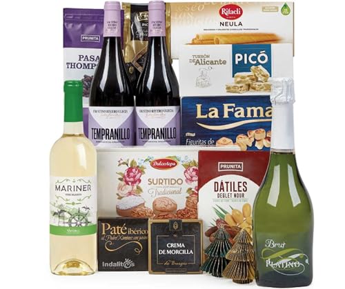 Lote 3: Cesta de Navidad Generosa con Sabores Ibéricos y Vinos Premium - Ibéricos a domicilio gourmet
