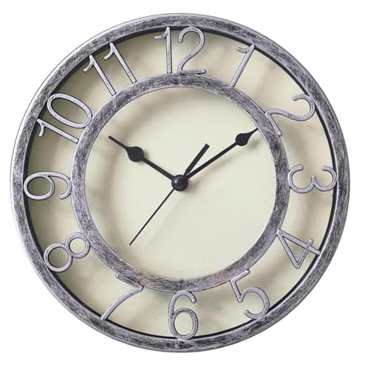 SAC SMARTEN ARTS 8" Silent Quartz Wall Clock Non-Ticking Digital Silver Clocks with 3D Numbers and Plastic Bezel Easy to Read Vintage Wall Clock