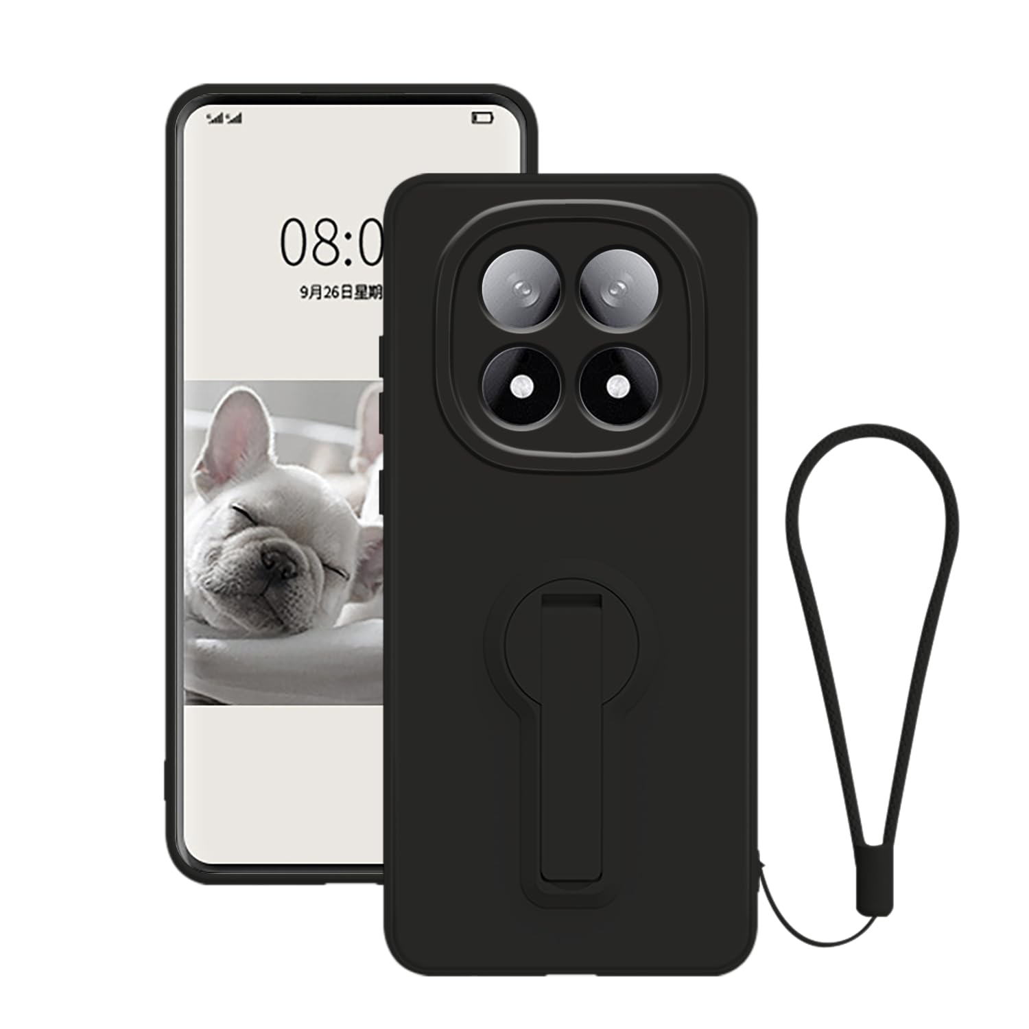 Protection objectif Redmi Note 14 Pro 5G coque silicone antichoc avec support noir - 8