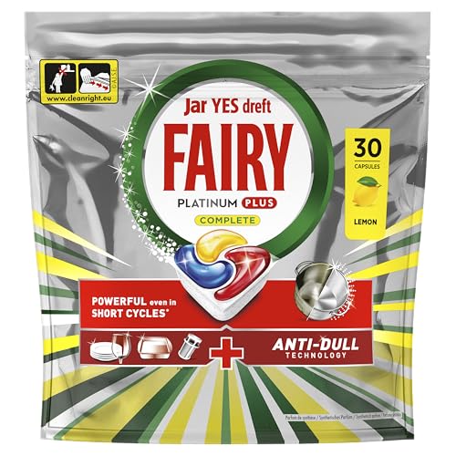 Fairy Platinum Plus Limón Cápsulas De Lavavajillas Todo En Uno, 150 Cápsulas, Nuestra Mejor Limpieza Que Deja Los Platos Como Nuevos, Elimina La Falta De Brillo Y Evita La Cal