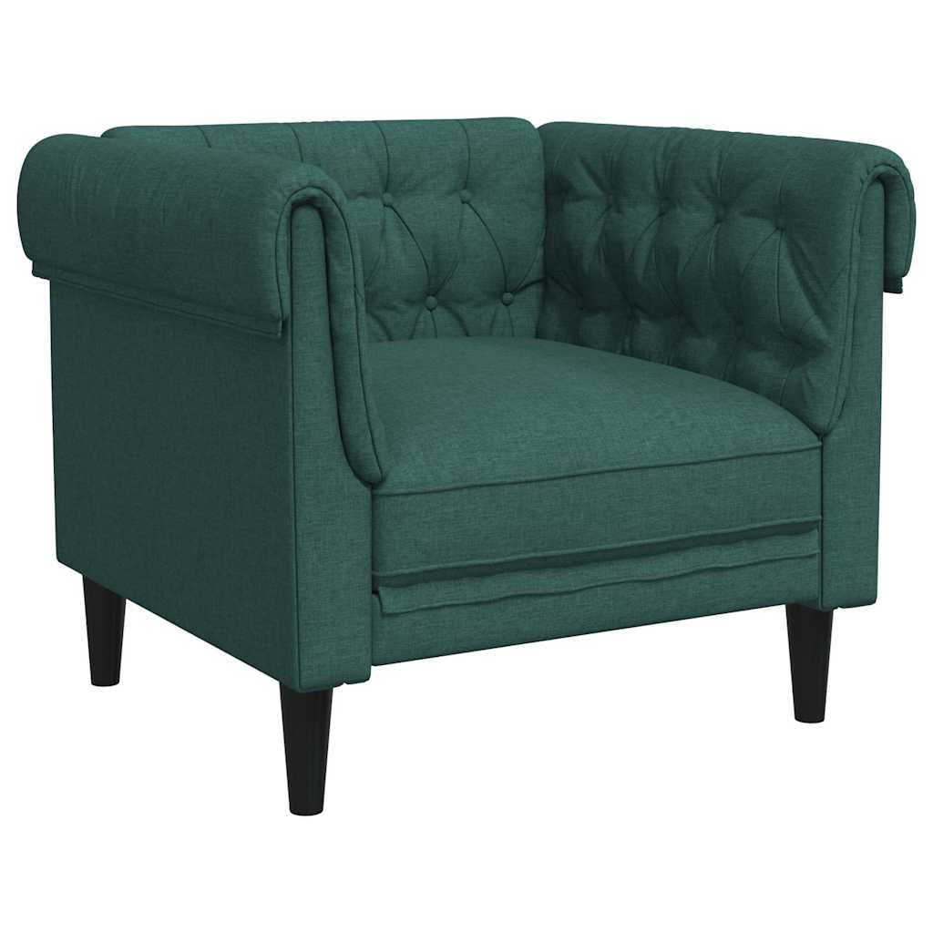 Sillón Chesterfield de Tela Verde Oscuro,16.4kg-372542