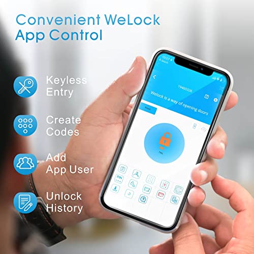 WELOCK Smart Lock, Keyless Entry, for Front Door Waterproof Digital Keypad with App and Smart Card, Adjustable Length for 50-100mm Door - Image 3