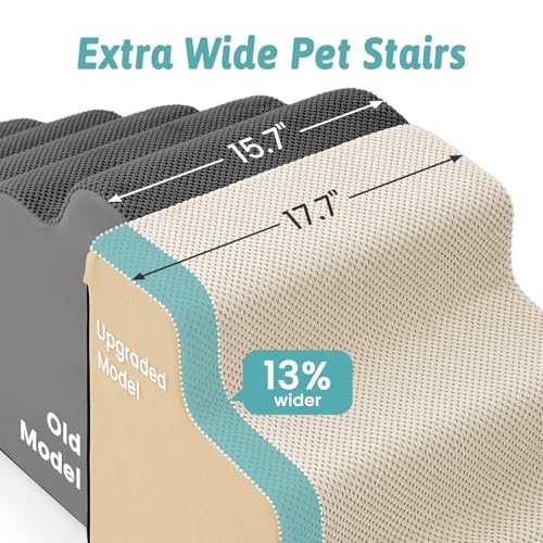 Image of COZY KISS Dog Stairs for Small Dogs, 4-Step 2-in-1 Dog Steps,19.7 inch H