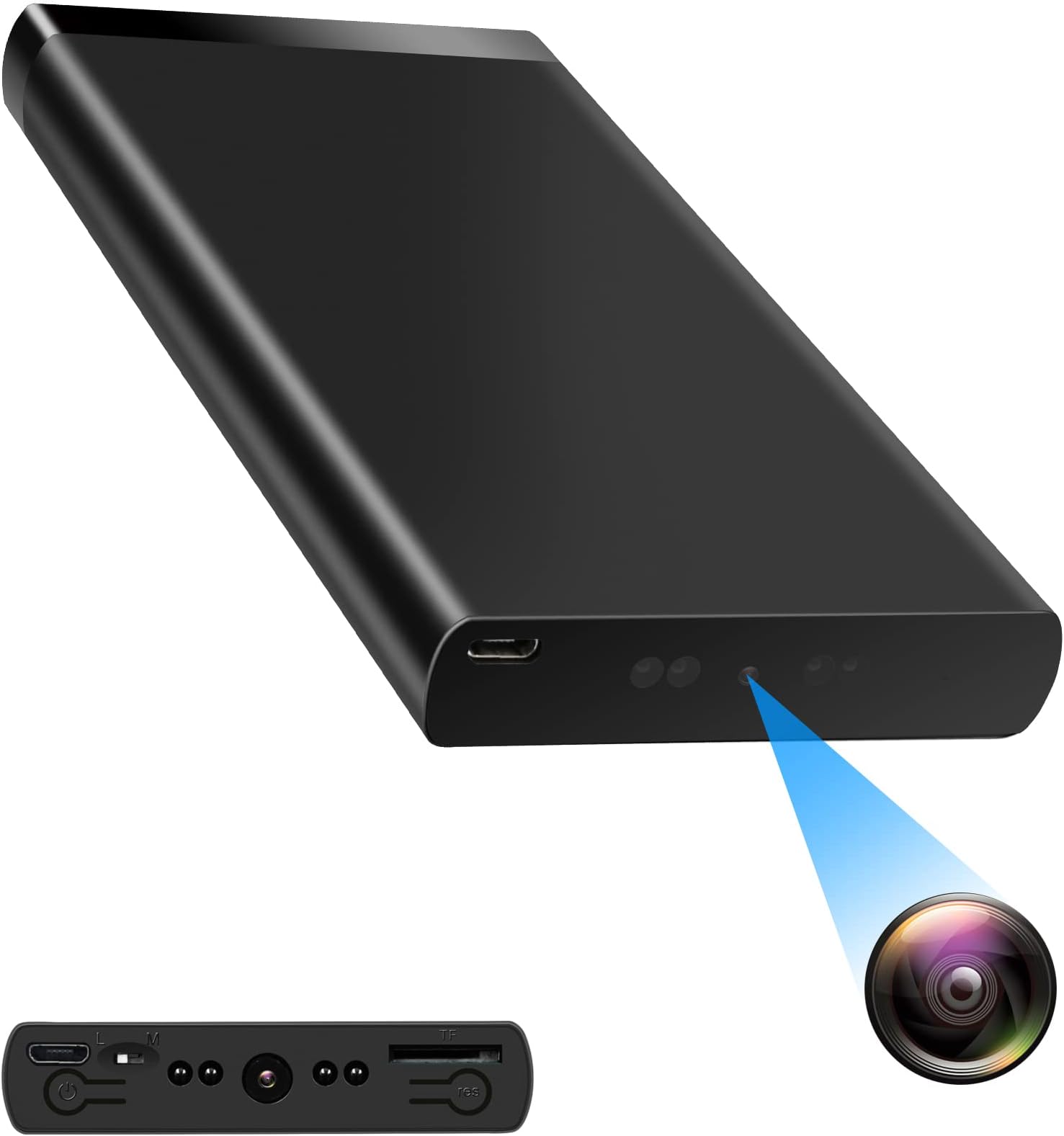 Spy Camera Hidden Camera with Video HD 1080P 10000mAh Power Bank Nanny Cam Mini Security Camera with Gravity Sensor/Motion Detection/Night Vision/50+ Hours Recording, No WiFi (H01)