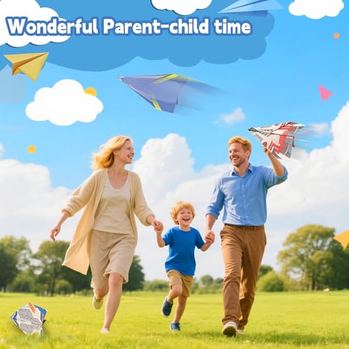 Lumikidz Paper Airplane Origami Kit for Kids Ages 8-12, 12 Paper Airplane Designs with 36 Colorful Origami Papers, Folding Airplane Activities for Kids, Creative Origami Kit Gift for Boys Girls