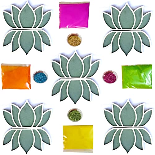 3D Lotus Rangoli Making Kit – Floating Reusable DIY Rangoli Stenc...