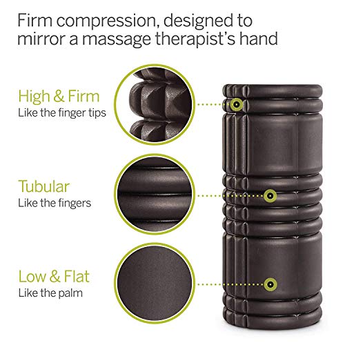 Image of FirstFit Grid Foam Roller For Deep Tissue Muscle Massage Exercise Fitness and Pain Relief Equipment-Black