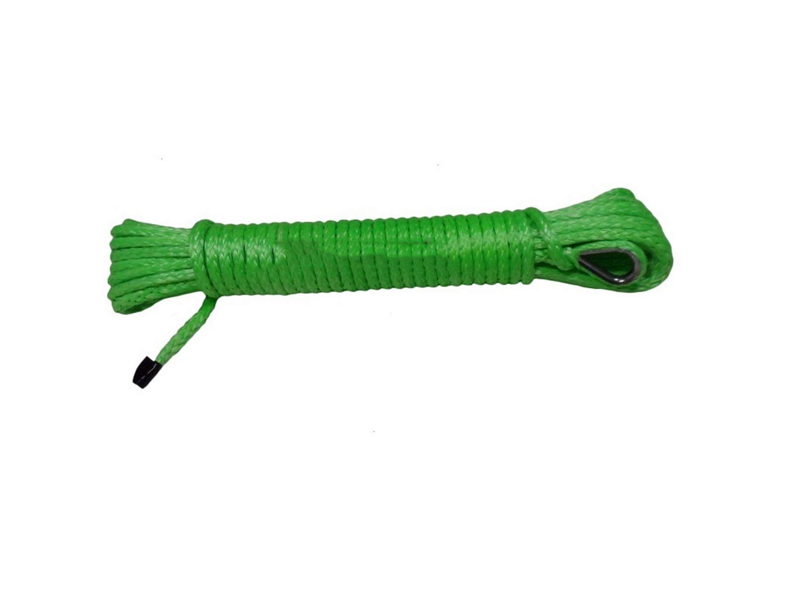 Winch Rope, Green 4mm*15m ATV Winch Line,Synthetic Rope,Off-Road Uhmwpe Towing with Thimble