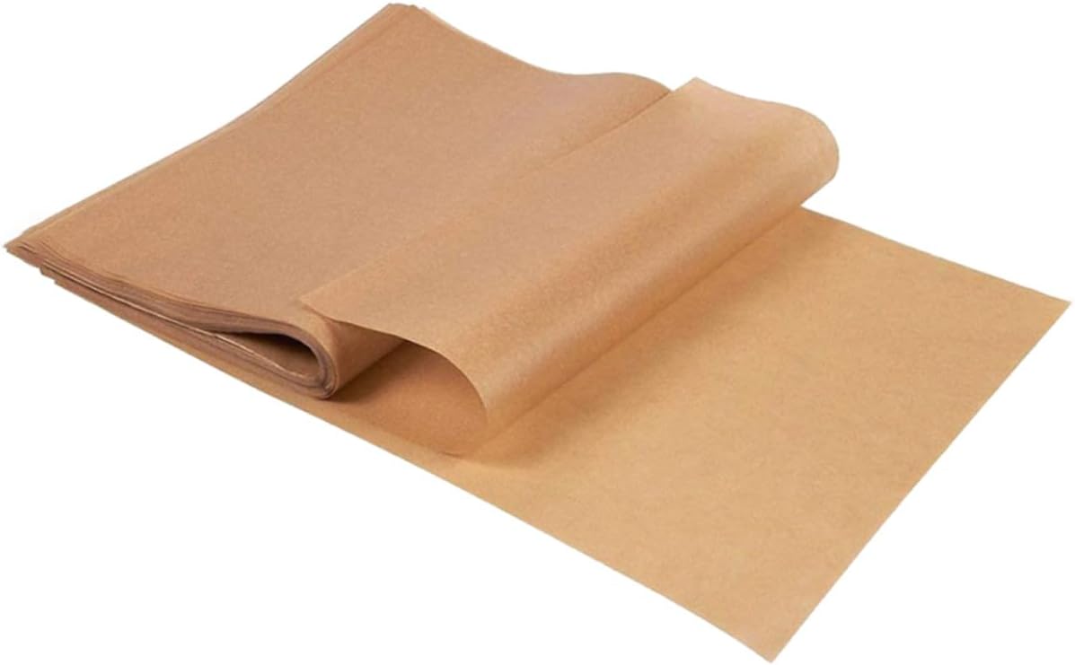 200 Pcs Unbleached Baking Parchment Paper Oil Non Stick Barbecue and Oven Liners for Home Baking Air Fryer Grilling and Steaming Food Safe Silicone Coated