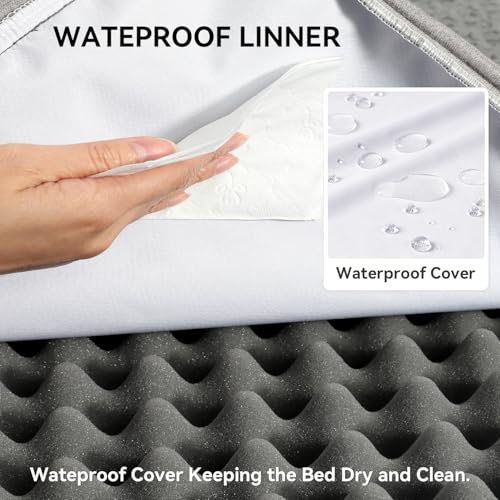 WESTERN HOME Hundebett Mittelgroße Hunde Hundekorb OrthopäDisches Hundebett Hundesofa Wasserdicht 91x68x16 cm Hundebetten mit Waschbar Abdeckung Hundekorb Grosse Hunde, Grau