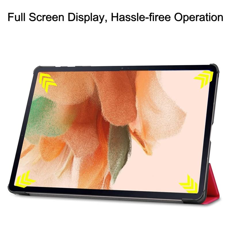Image of Premium Shock Proof Stand Folio Multi Viewing Angles Hard PC Clear Back Case Cover Compatible with Samsung Galaxy Tab S8 Plus 12.4 inch (Red)