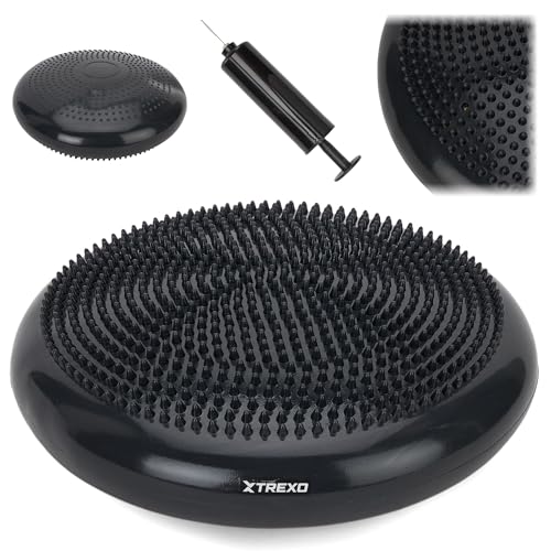 TREXO - Coussin d’équilibre 33 cm à picots antidérapants – assise posturale & gainage pour bureau, maison, Pilates, rééducation – charge max 200 kg – PVC...