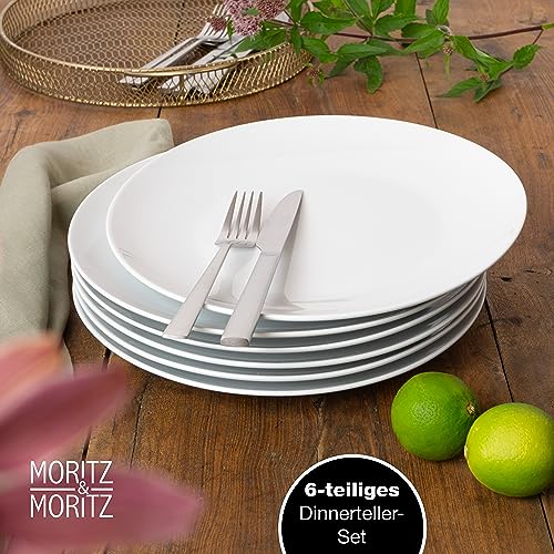 Moritz & Moritz Speiseteller Set 6 Personen - Essteller Ø 27 cm – Große Teller in weiß - Flache Teller 6er Set als Tafelgeschirr, Servierteller & Frühstücksteller - Serie BASIC – Bild 4