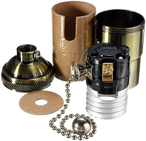 Kamas Vintage Edison Lamp Base Solid Brass Ceiling Light E27/E26 Socket Lamp Base Holder Pull Chain Pendants Lighting - (Color: Ancient Bronze)