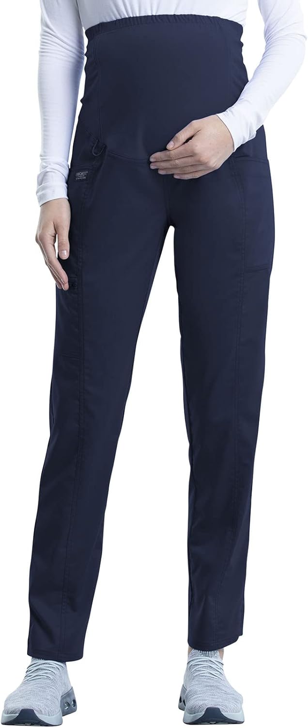 Cherokee Maternity Scrub Pants for Women Straight Leg Bottoms with Belly Coverage, Ultra Soft 2-Way Stretch Fabric - WW155