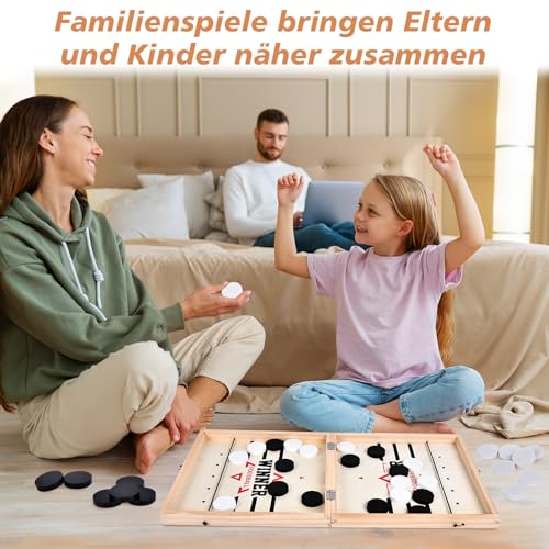 Aragallant Sling Puck Spiel, Tischhockey Brettspiel Großes Hockey Brettspielzeug, Katapult Holzspielzeug, Eltern-Kind Interaktion Schachbrett Partyspiele