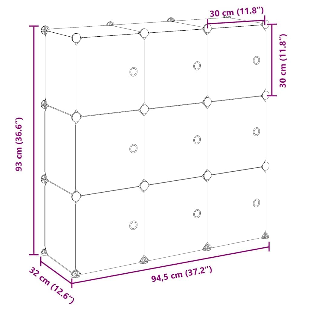 Estantería de Cubos 9 Compartimentos PP Negro