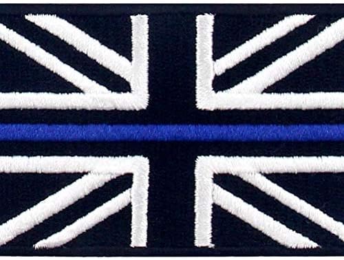 EmbTao Tactical Thin Blue Line UK Flag Patch Great Britain Embroidered Applique British Union Jack Iron On Sew On National Emblem